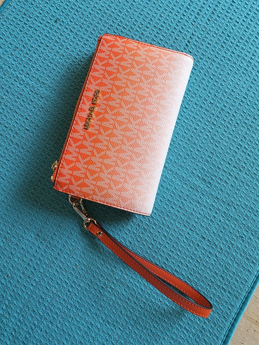 Michael Kors Orange Ombre Signature Wristlet